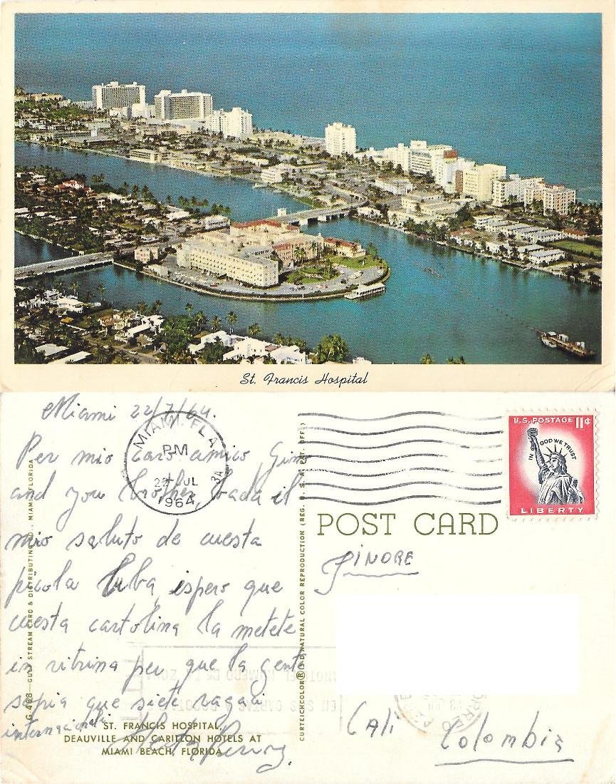 Miami. St. Francis Hospital, Deauville and Carillon Hotel. Viaggiata 1964