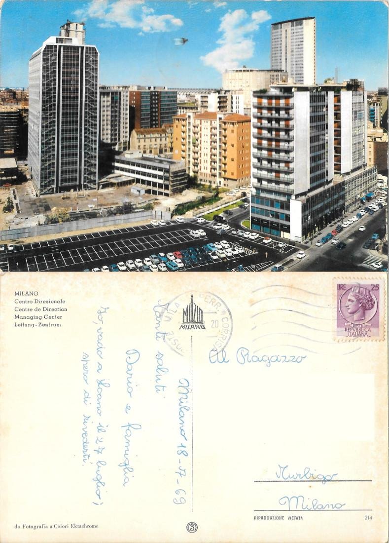 Milano. Centro direzionale. Viaggiata 1969