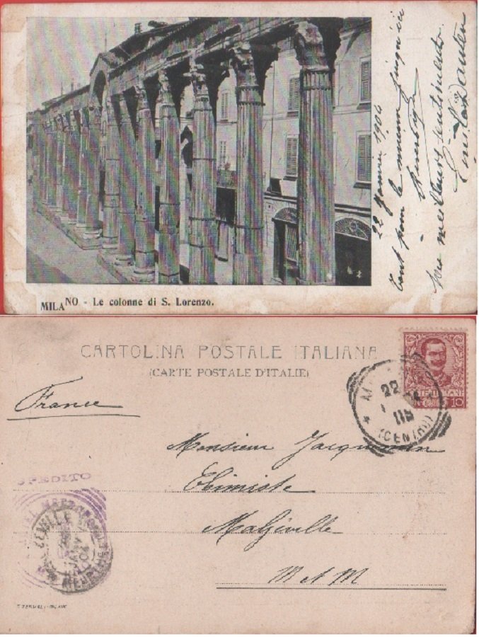 Milano. Colonne di S. Lorenzo. Viaggiata 1904