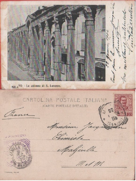Milano. Colonne di S. Lorenzo. Viaggiata 1904