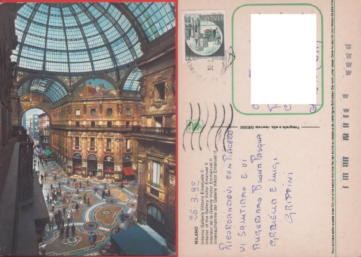 Milano. Interno Galleria Vittorio Emanuele II. Viaggiata 1992