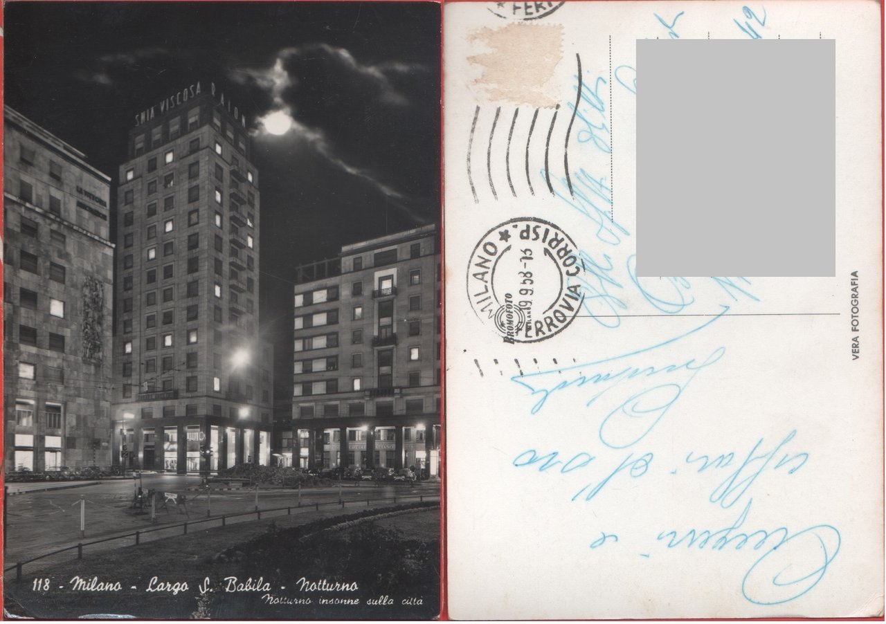 Milano. Largo S. Babila, notturno. Viaggiata 1958