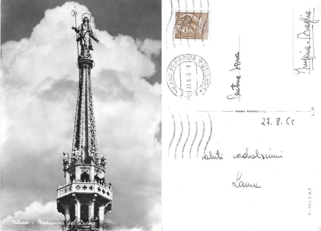 Milano. Madonnina del Duomo. Viaggiata 1965