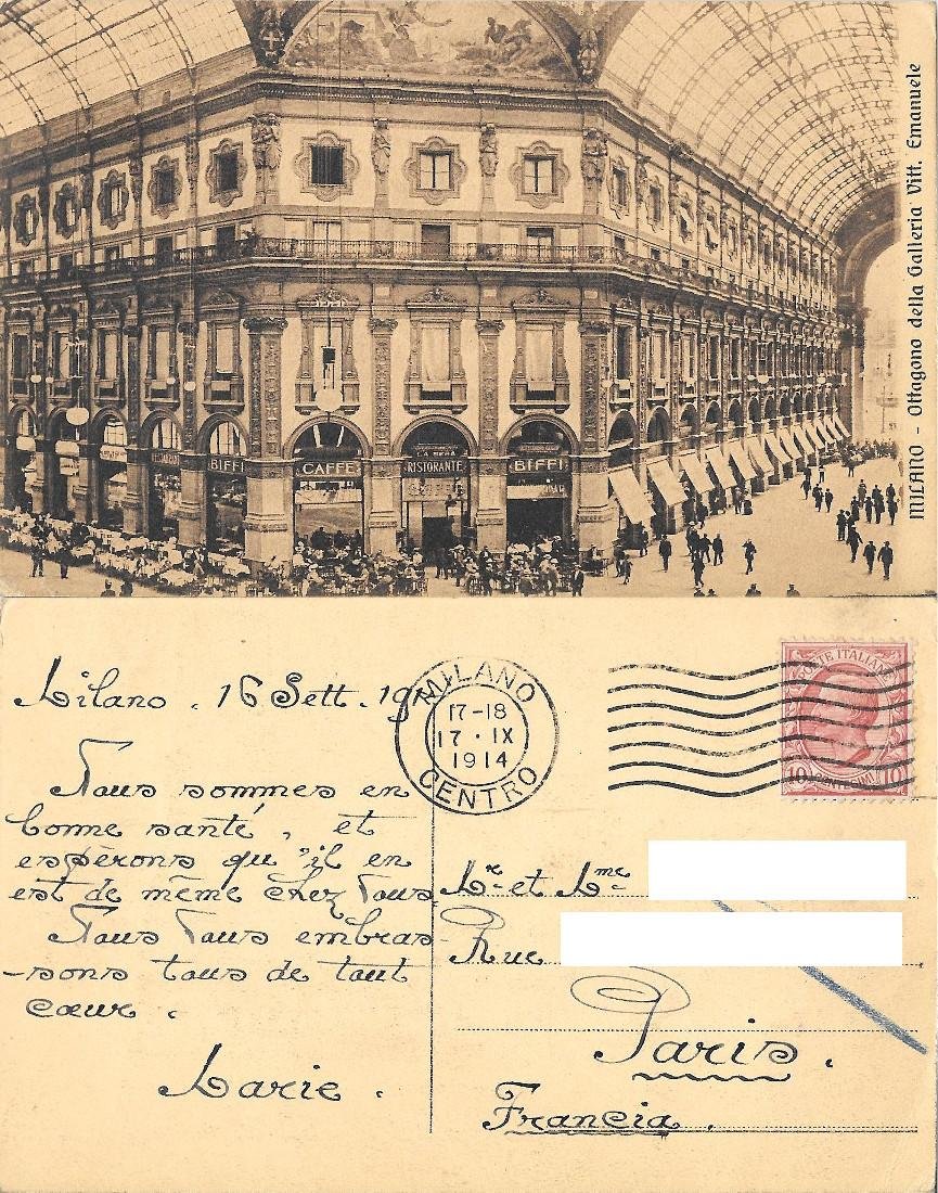 Milano. Ottagono della Galleria Vitt. Emanuele. Viaggiata 1914