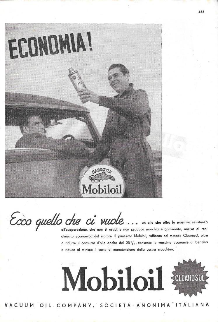 Mobiloil. Ecco quello che ci vuole. Advertising 1936