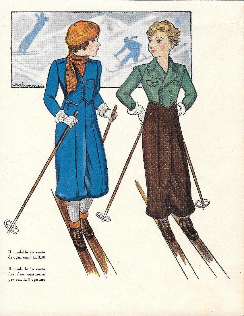 Modelli per costumi da sci. Stampa 1934