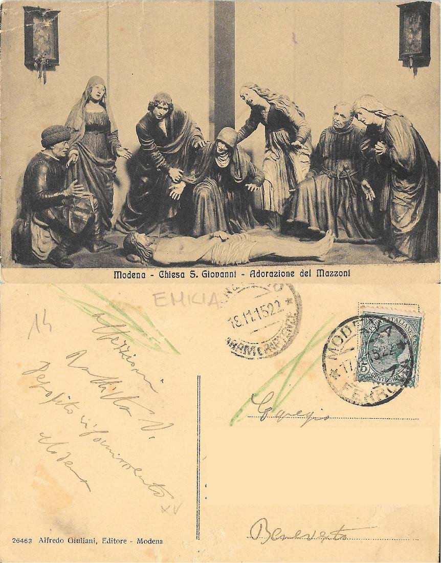 Modena - Chiesa S. Giovanni. Adorazione del Mazzoni. Viaggiata 1915