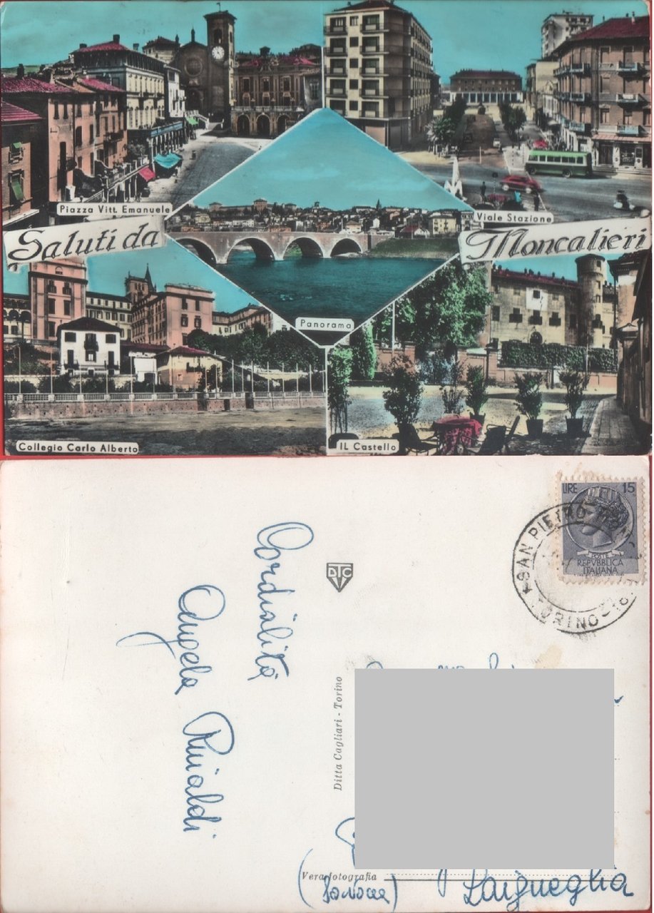 Moncalieri (TO). Saluti. Viaggiata