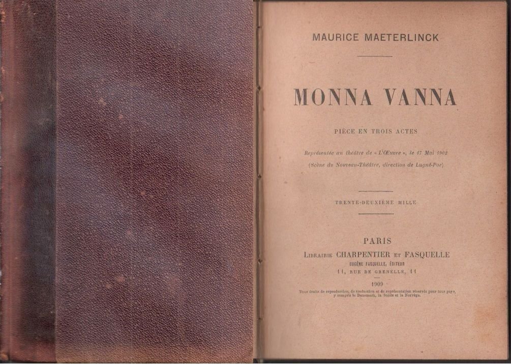 Monna Vanna. Piéce en trois actes - Maurice Maeterlinck