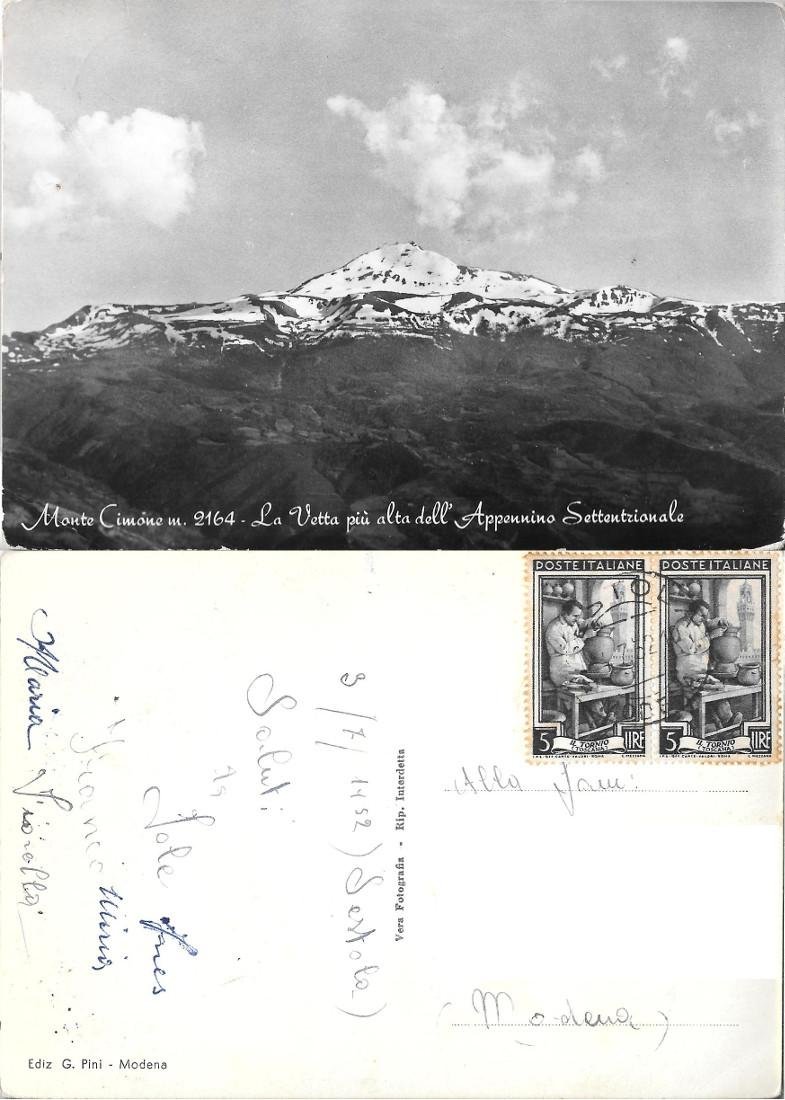 Monte Cimone. Sestola. Viaggiata 1952