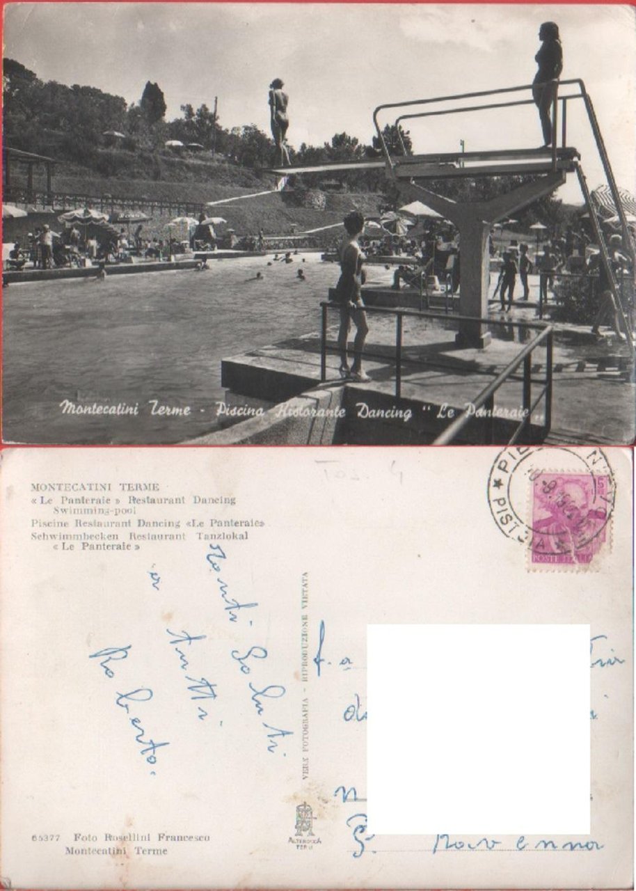 Montecatini Terme. Piscina Ristorante dancing "Le panteraie". Viaggiata