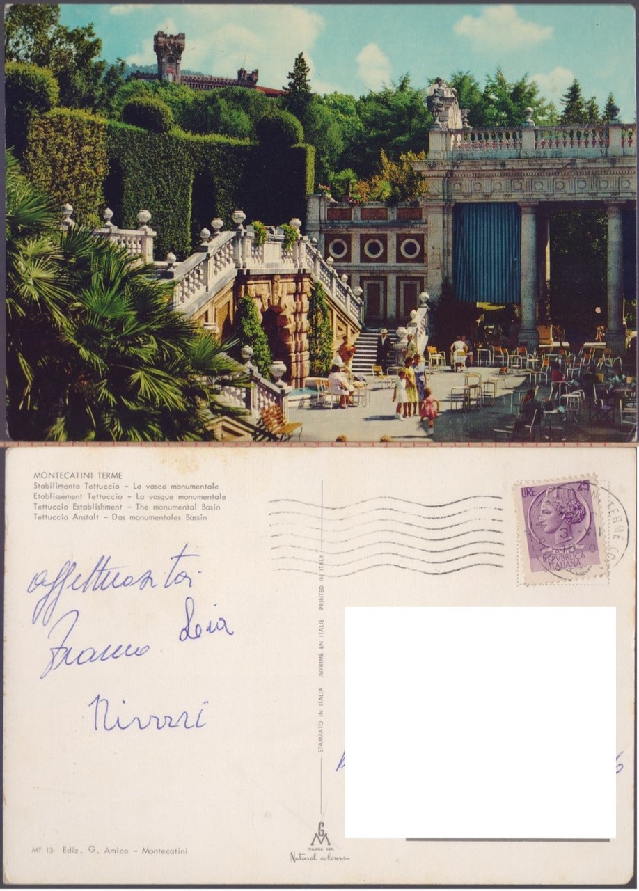 Montecatini Terme. (PT). Stablimento Tettuccio. La vasca monumentale. Viaggiata 1970