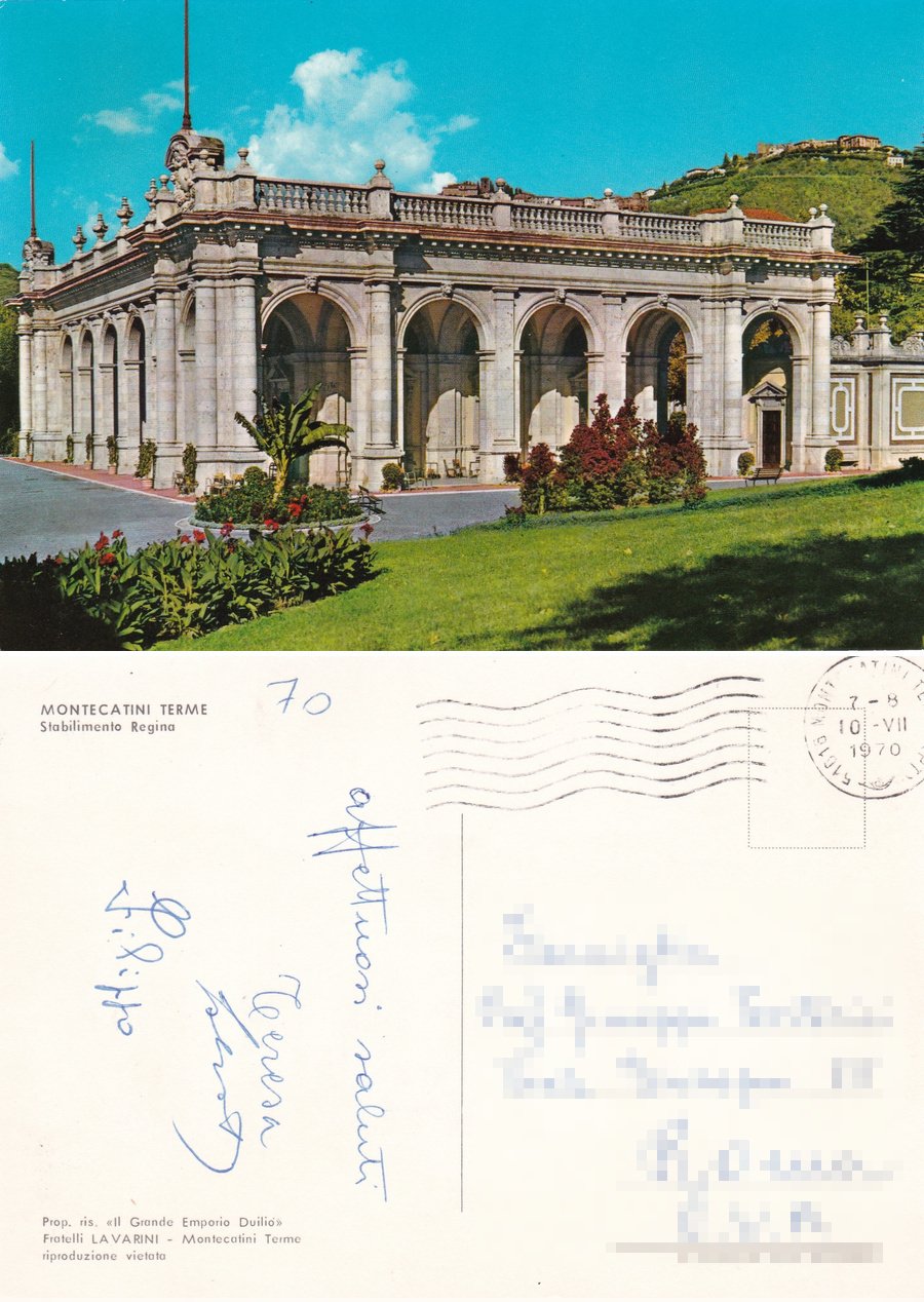 Montecatini Terme. Stabilimento Regina. Viaggiata 1970