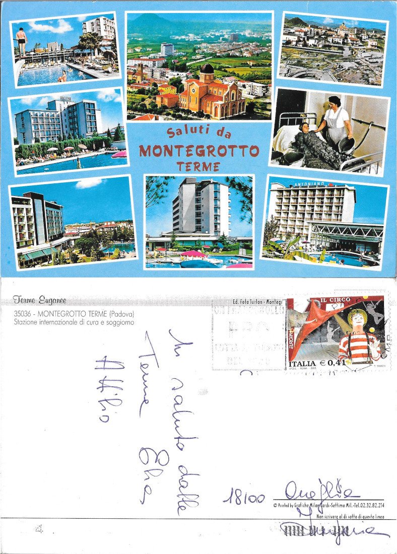 Montegrotto Terme (PD). Saluti. Viaggiata