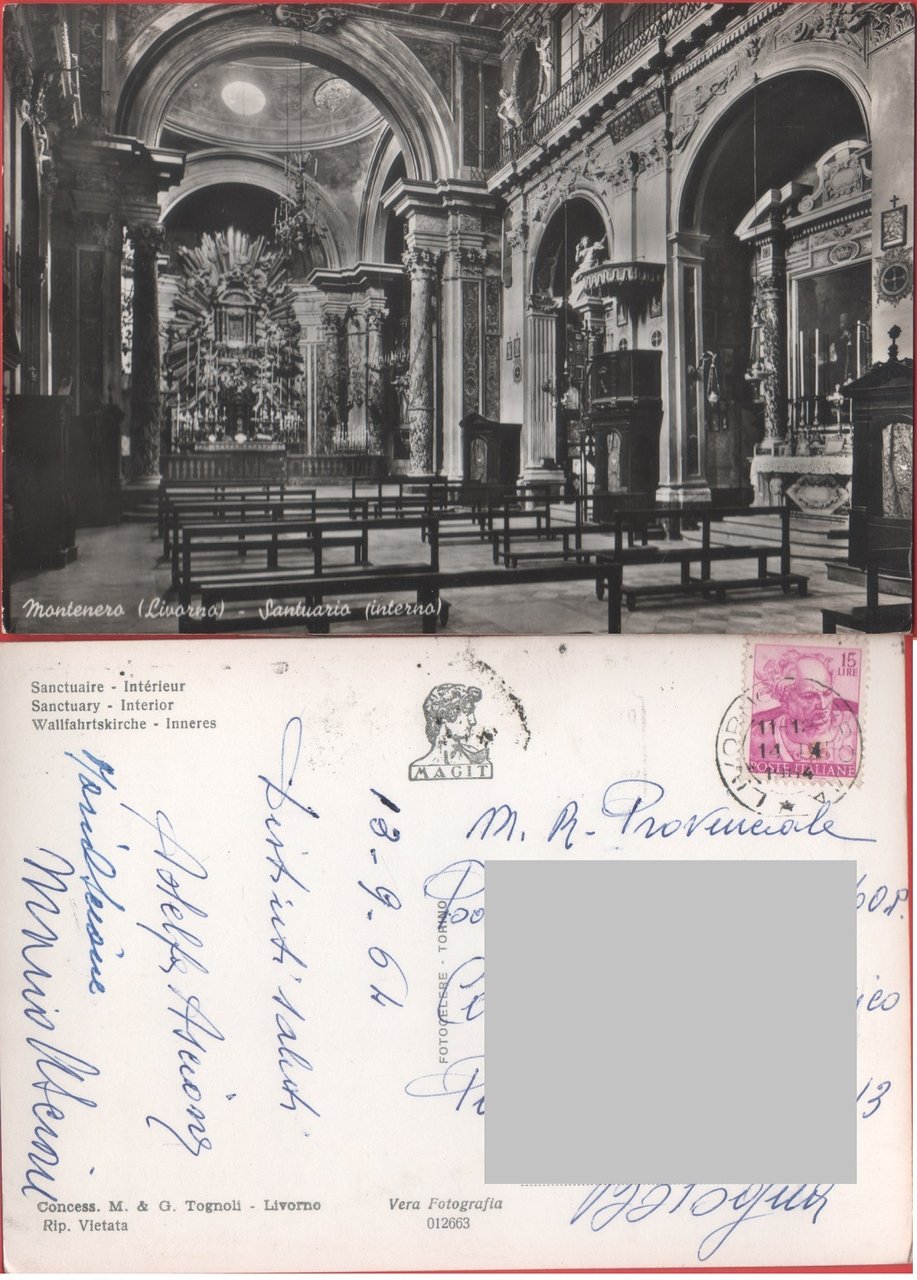 Montenero (LI). Santuario (interno). Viaggiata 1964