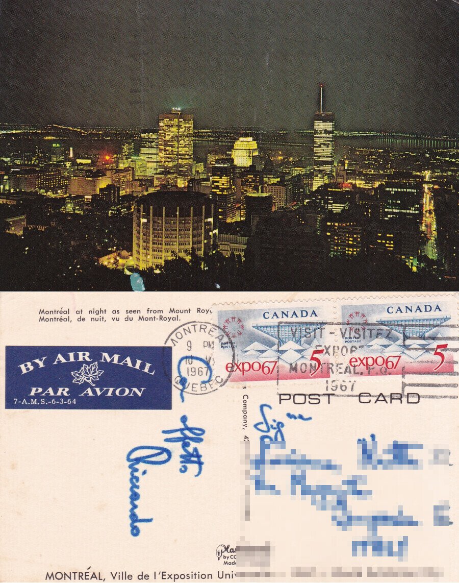 Montreal at night. Viaggiata 1967