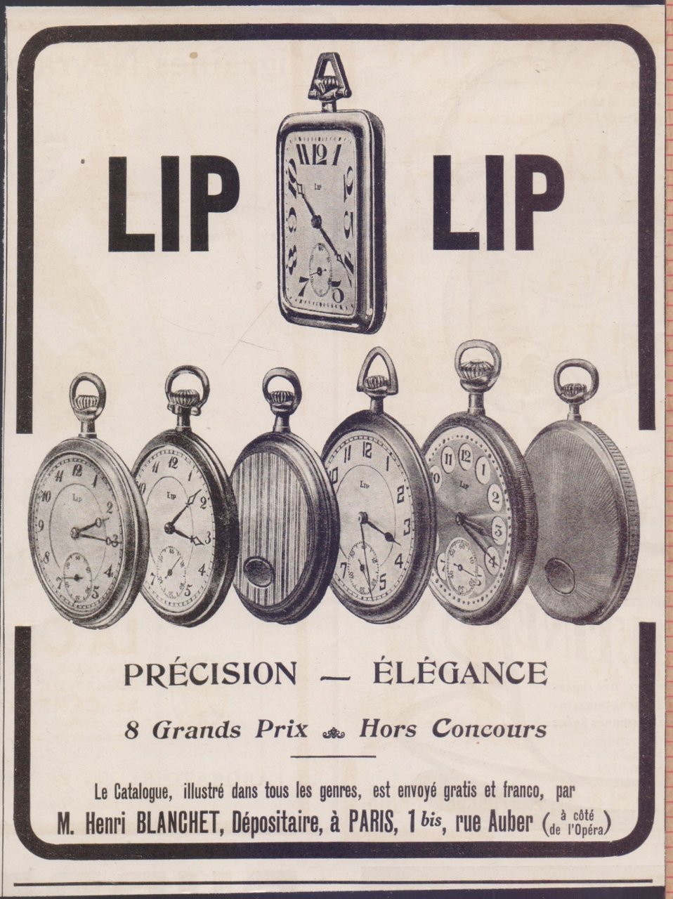 Montres Lip. Advertising 1923
