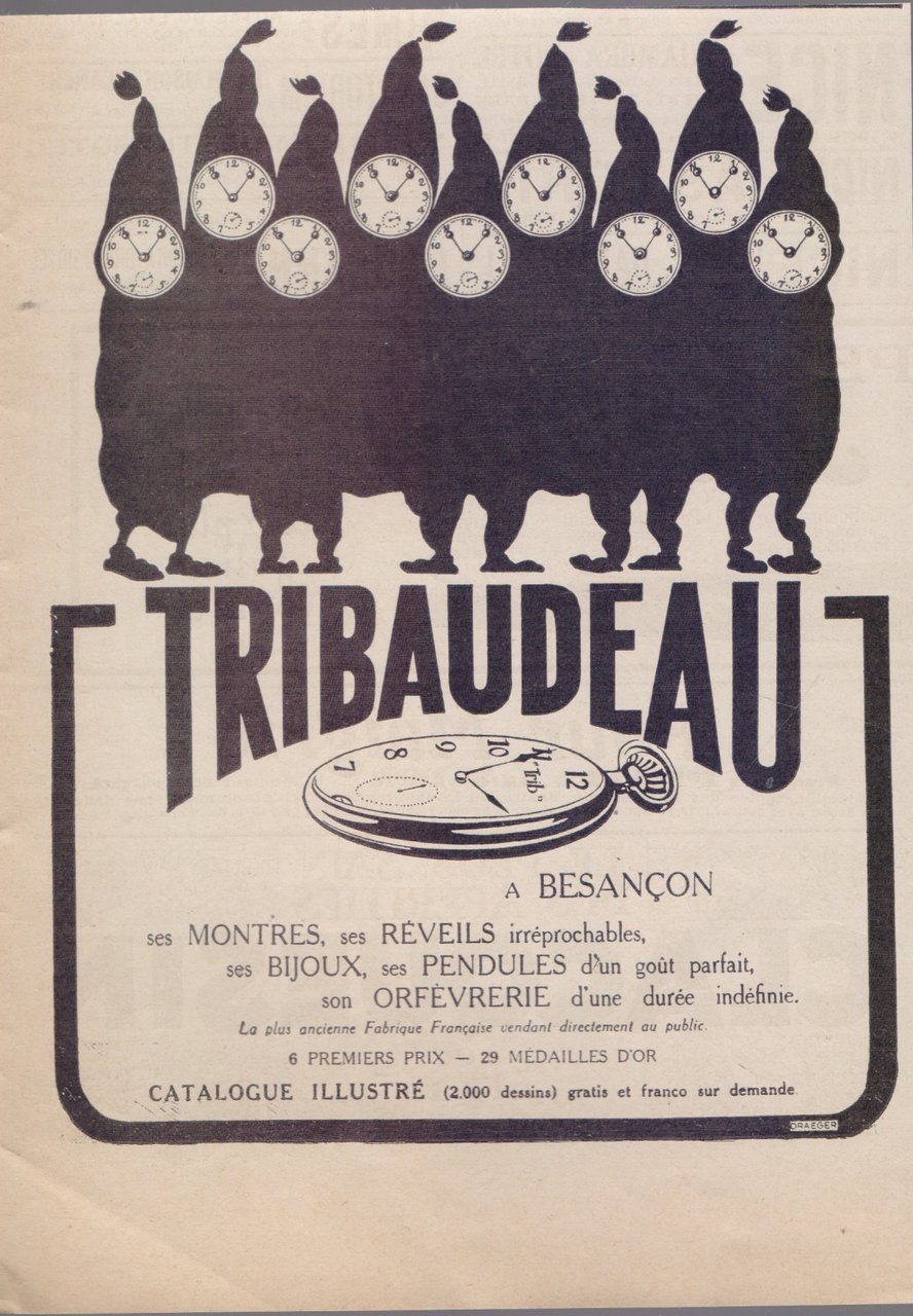 Montres Tribaudeau Besancon. Advertising 1926