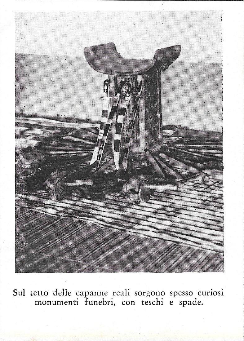 Monumenti funebri sul tetto delle capanne. Stampa 1934