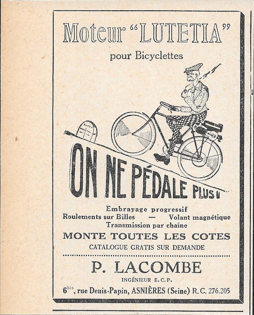 Moteur Lutetia pour Bicyclettes - Advertising 1920