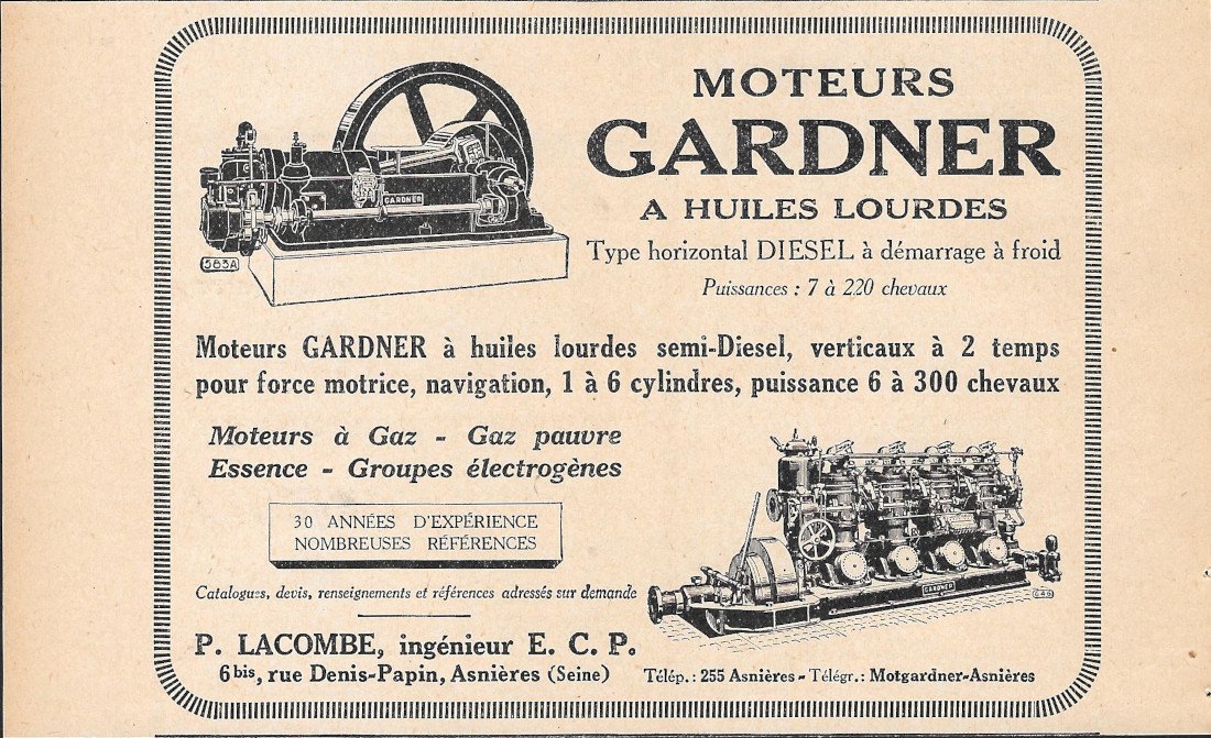 Moteurs Gardner a huiles lourdes - Advertising 1928