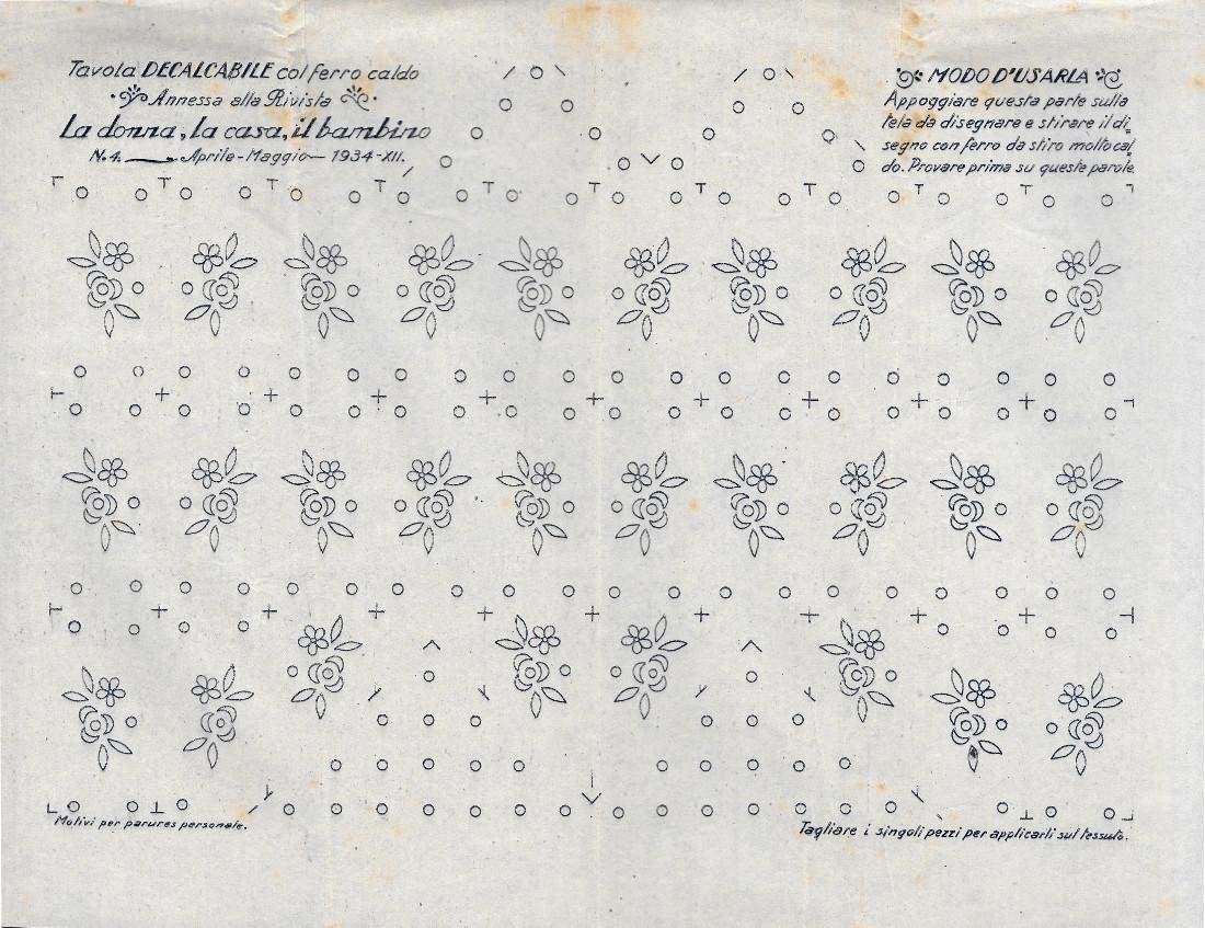 Motivi per parures personale, decalcabile con ferro caldo. Stampa 1934