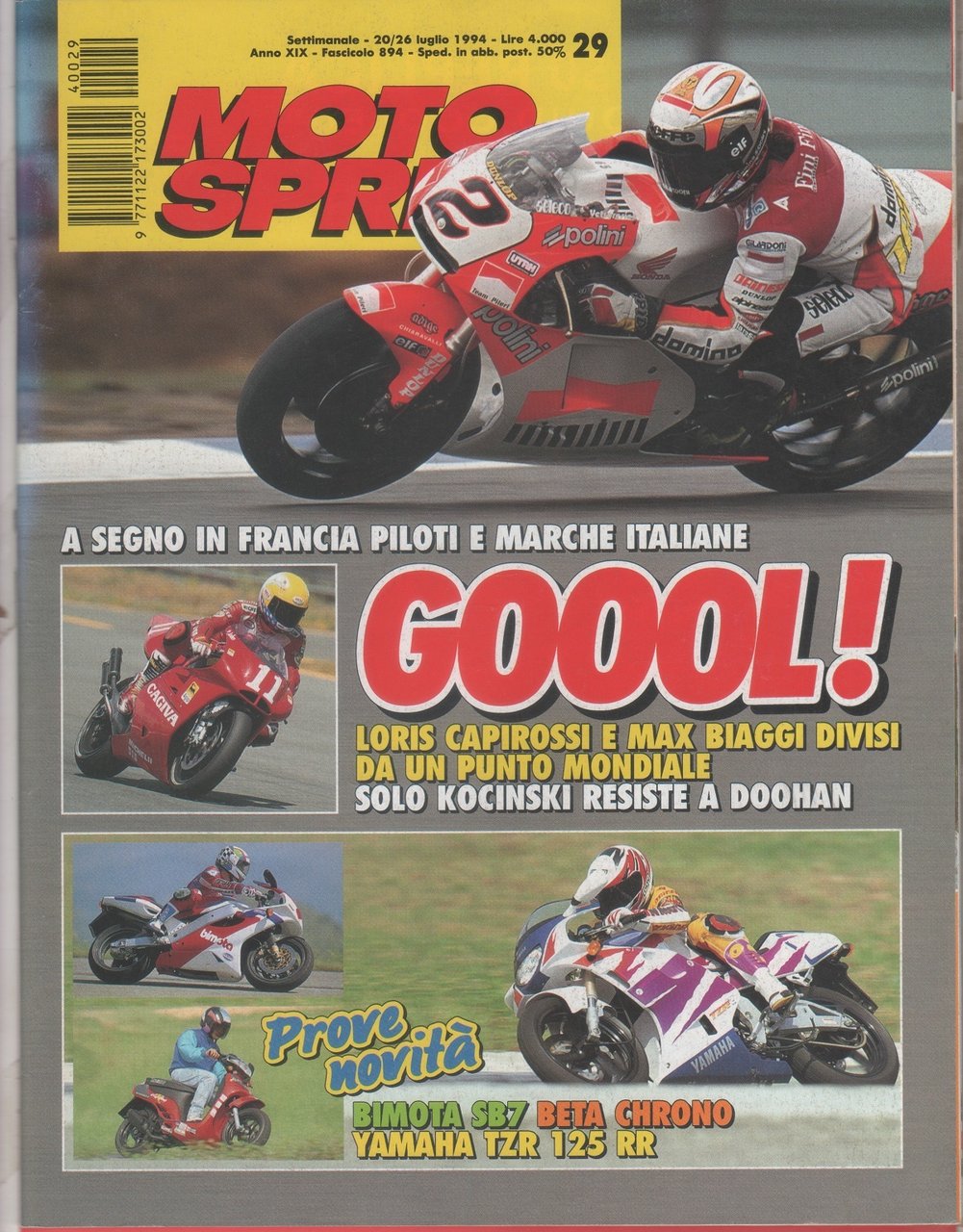 Moto sprint. 1994, n. 29. In Francia piloti e marche …