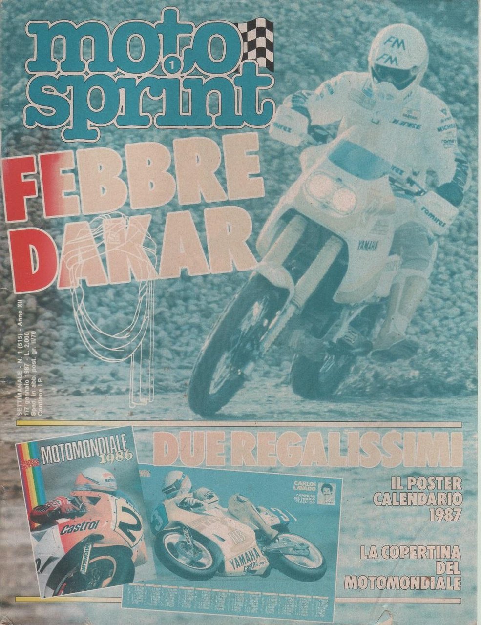 Moto sprint. n. 1-1987. Frebbre Dakar, calendario motomondiale