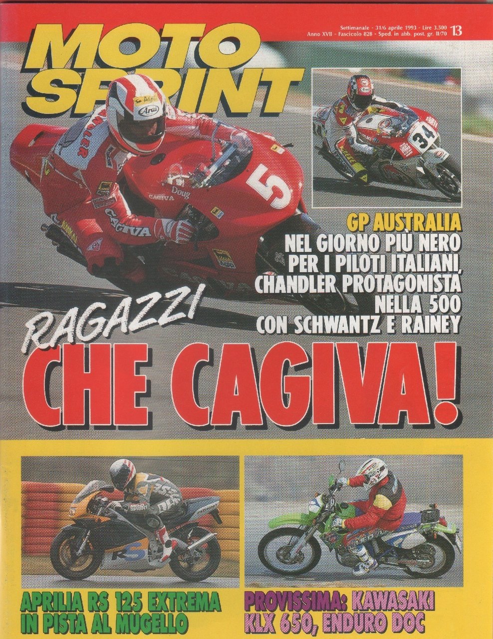 Moto sprint. n. 13- 1993. Aprilia RS 125 Extrema; Kawasaki …