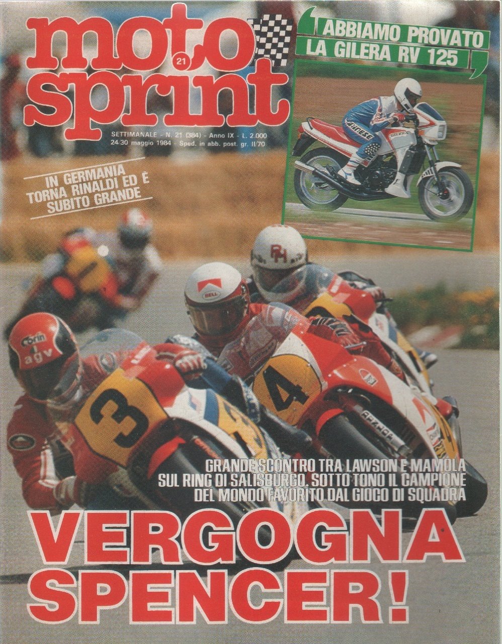Moto sprint. n. 21 - 1984. Vergogna Spencer!