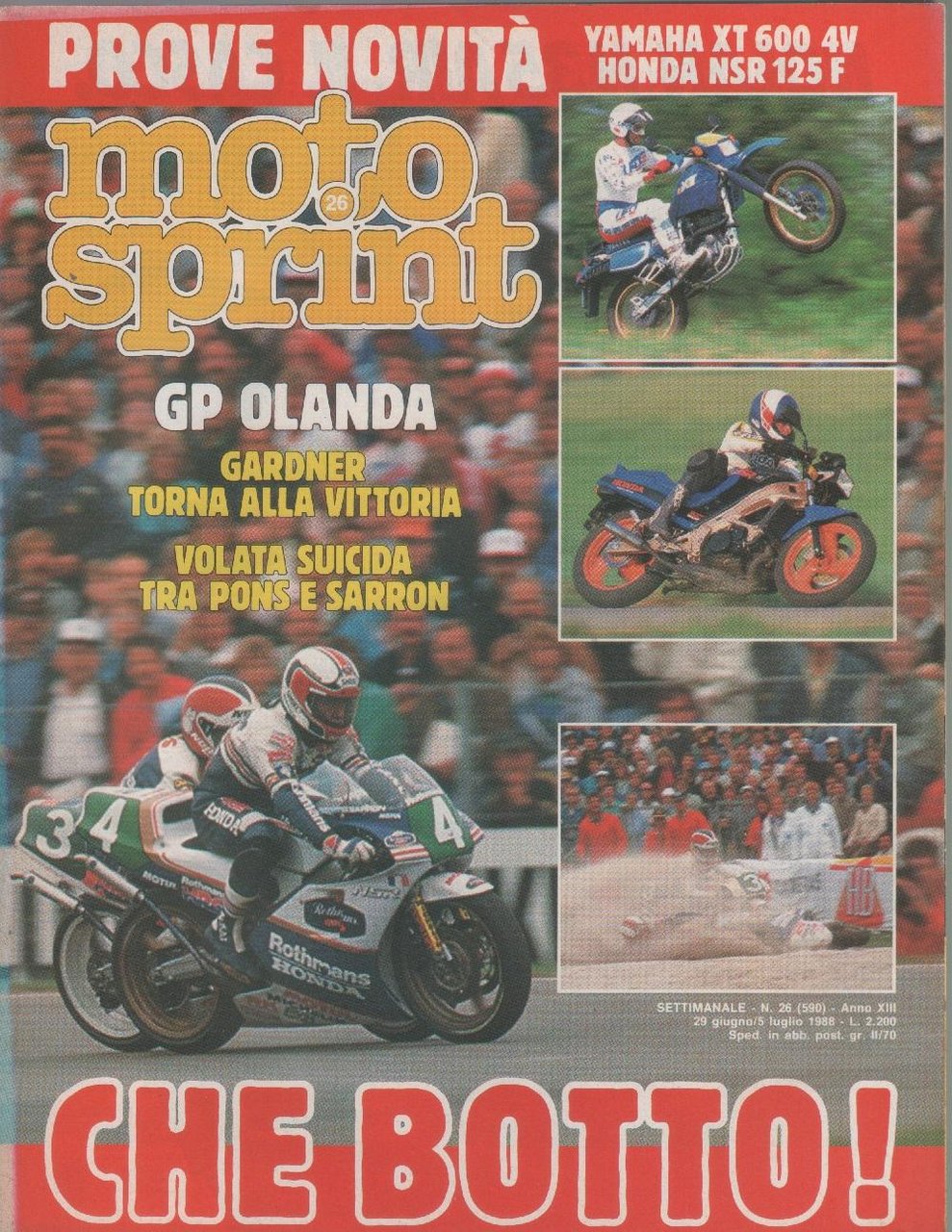 Moto sprint. n. 26 - 1988. GP Olanda, Yamaha XT …