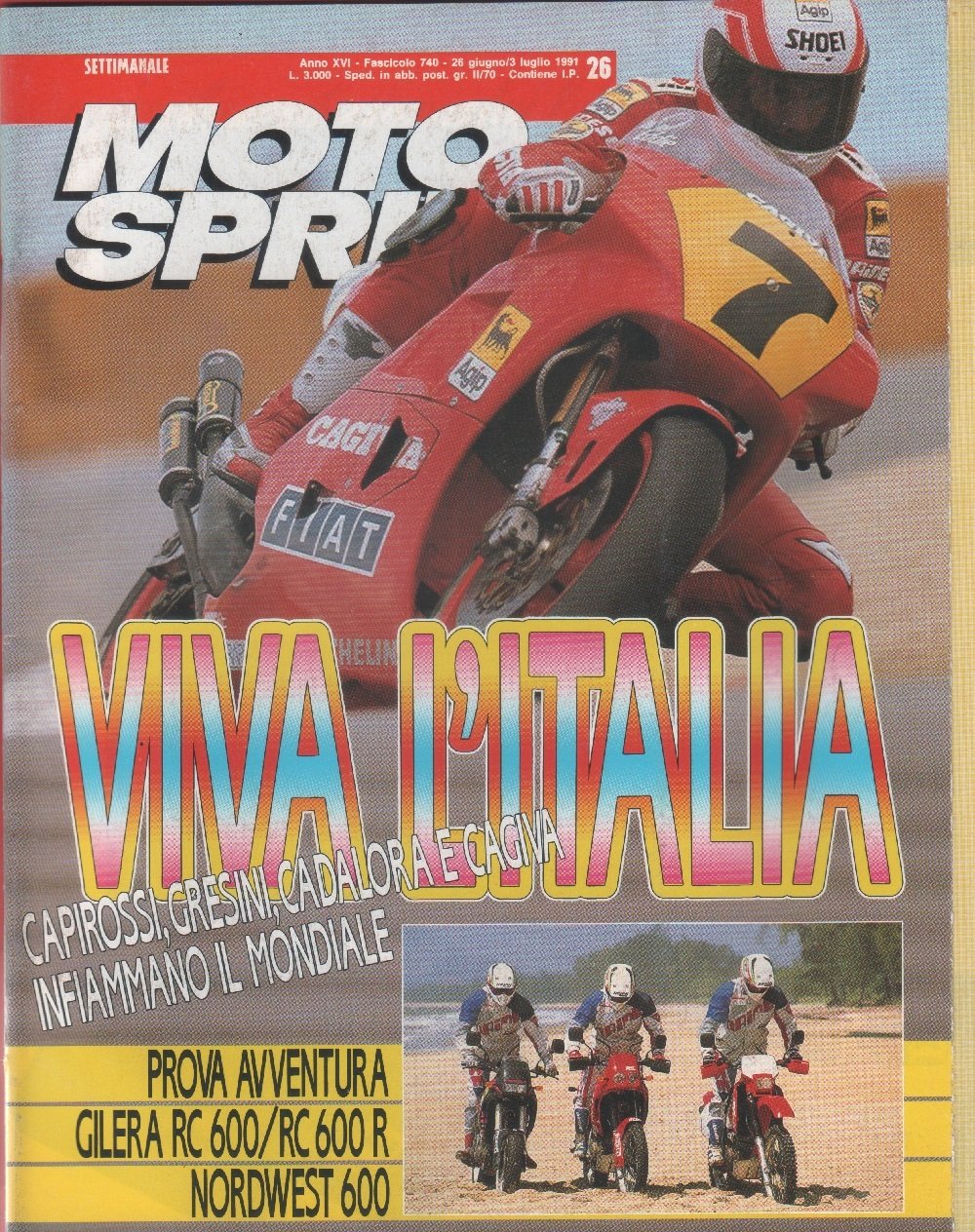 Moto sprint. n. 26 - 1991. Viva l'Italia.. Capirossi, Gresini, …