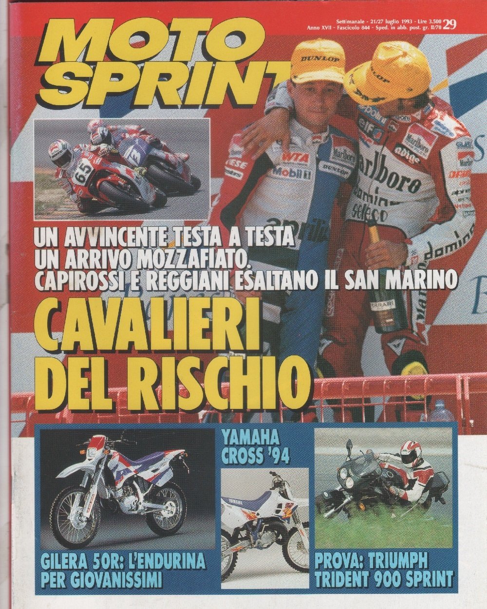 Moto sprint. n. 29 - 1993. Gilera 50R; Triumph Trident …