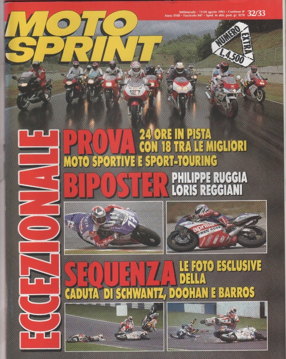 Moto sprint. n. 32/33 - 1993. prova con 18 moto …
