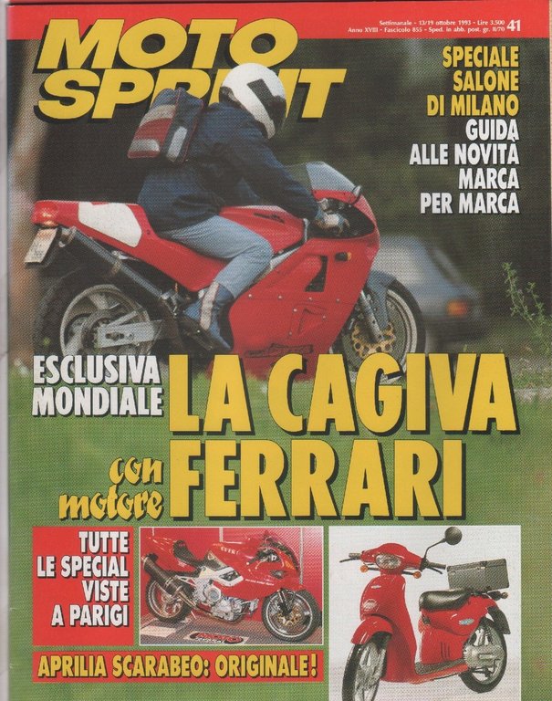 Moto sprint. n. 41 - 1993. La Cagiva con motore Ferrari; Aprilia Scarabeo