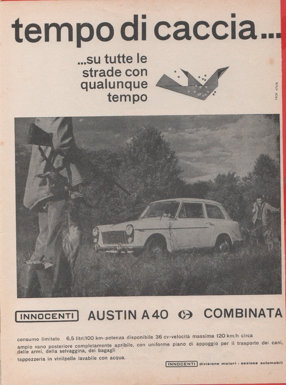 Motore fuoribordo Fisching Scott/Austin combinata A40. Advertising 1962