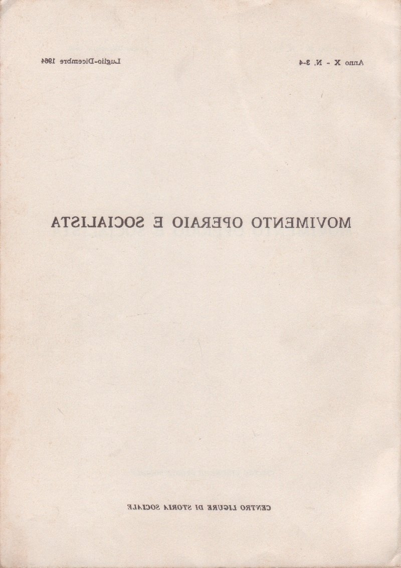 Movimento operaio e socialista. n, 3/4. 1964, anno X | Immagine principale