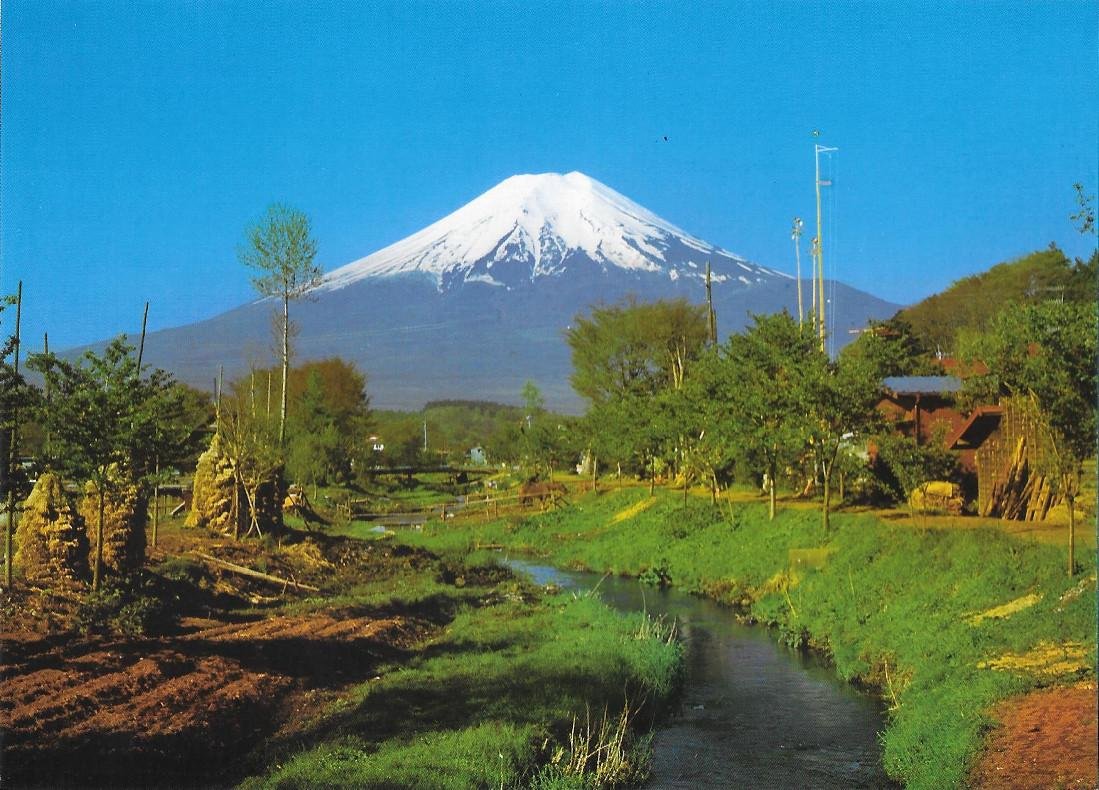 Mt. Fuji viewed from Oshino in spring. Non viaggiata