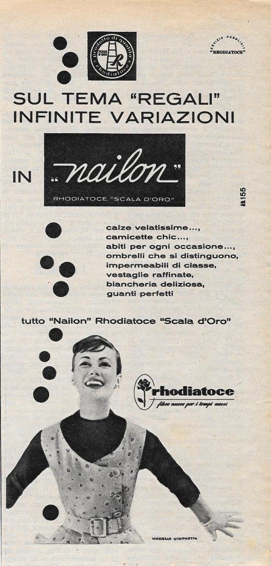 Nailon Rhodiatoce. Advertising 1956