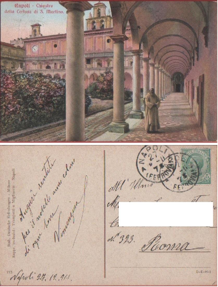 Napoli. Chiostro della Certosa di S. Martino. Viaggiata 1911