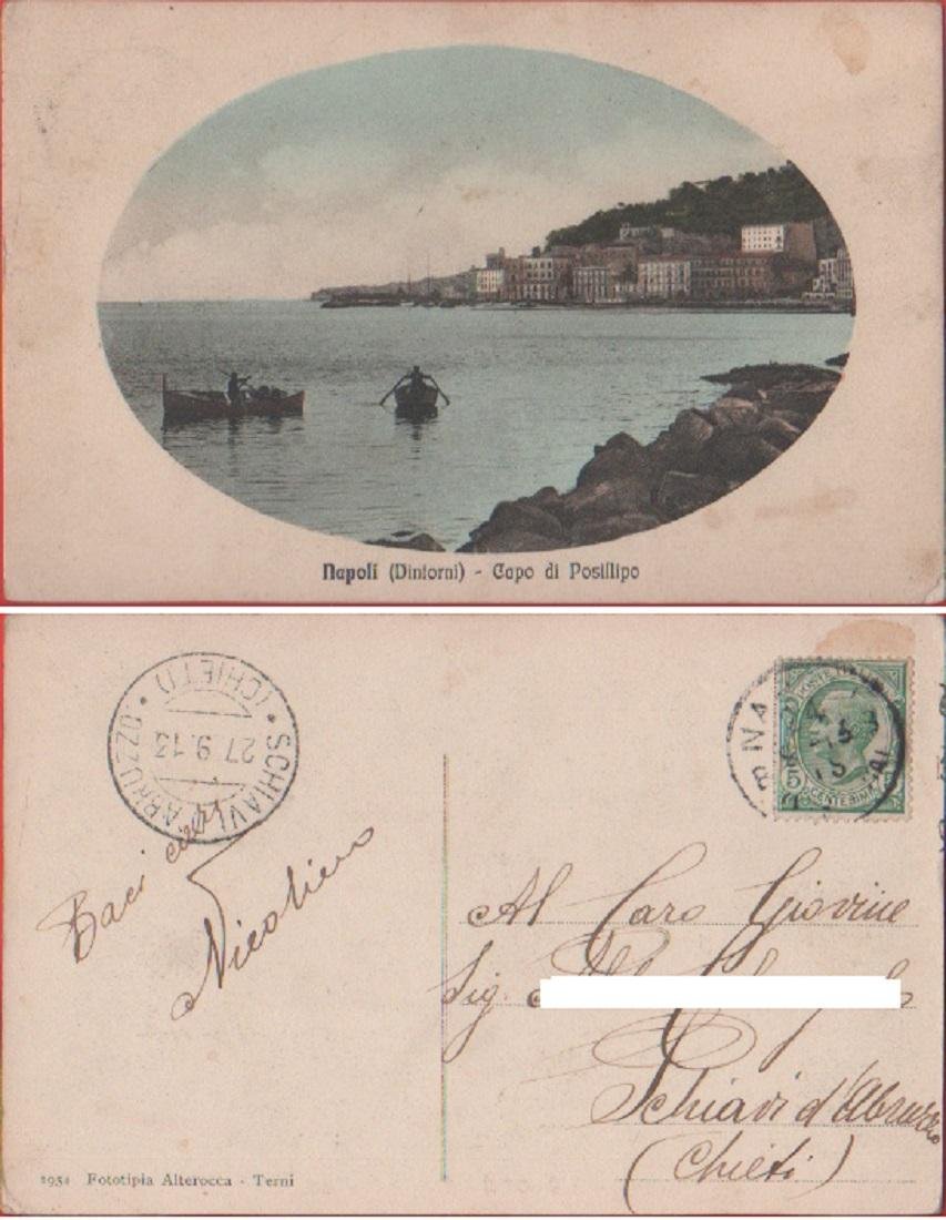 Napoli (dintorni). Capo di Posillipo. Viaggiata 1913. Barche