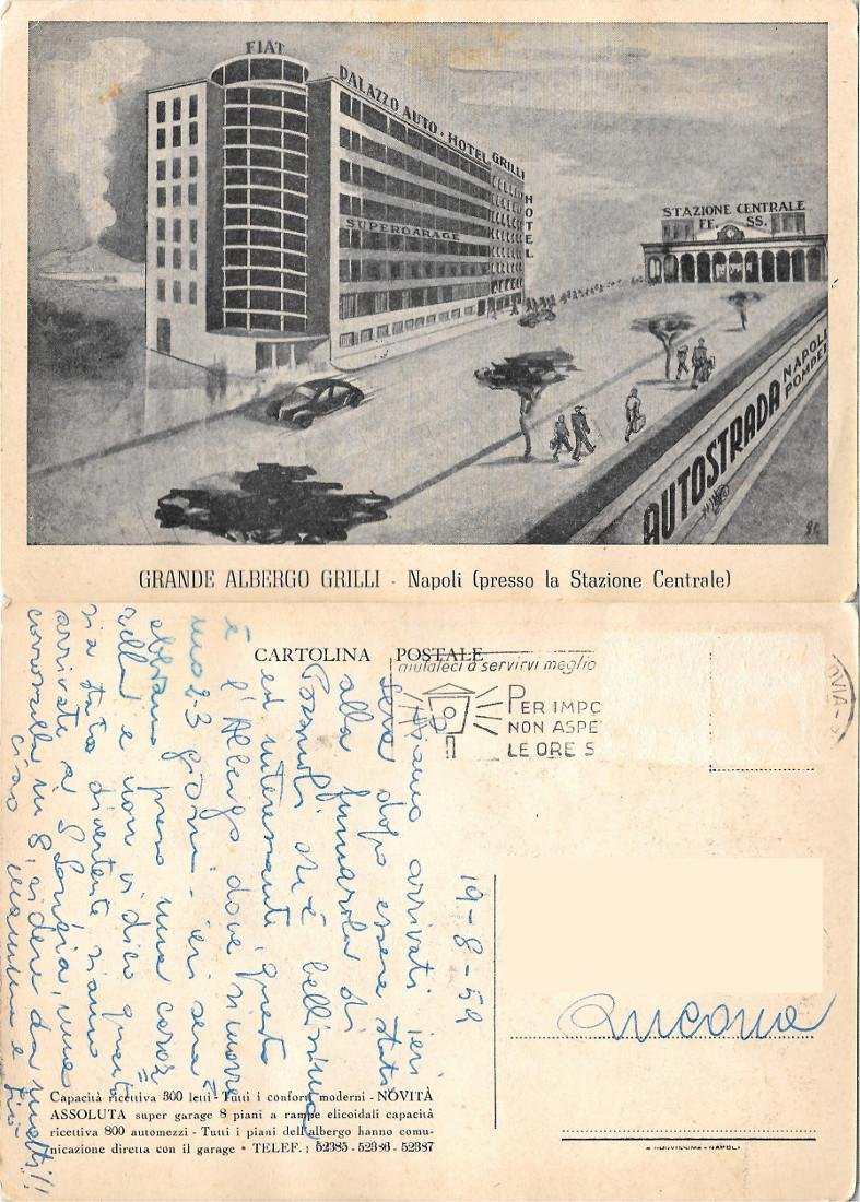 Napoli. Grande Albergo Grilli. Viaggiata 1959
