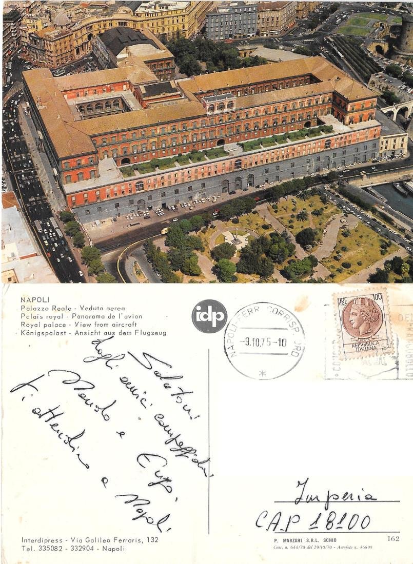 Napoli. Palazzo Reale. Veduta aerea. Viaggiata 1975