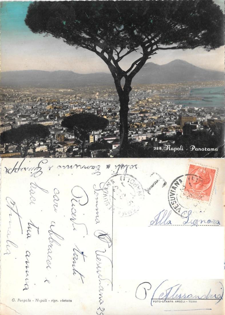 Napoli. Panorama con Vesuvio. Viaggiata