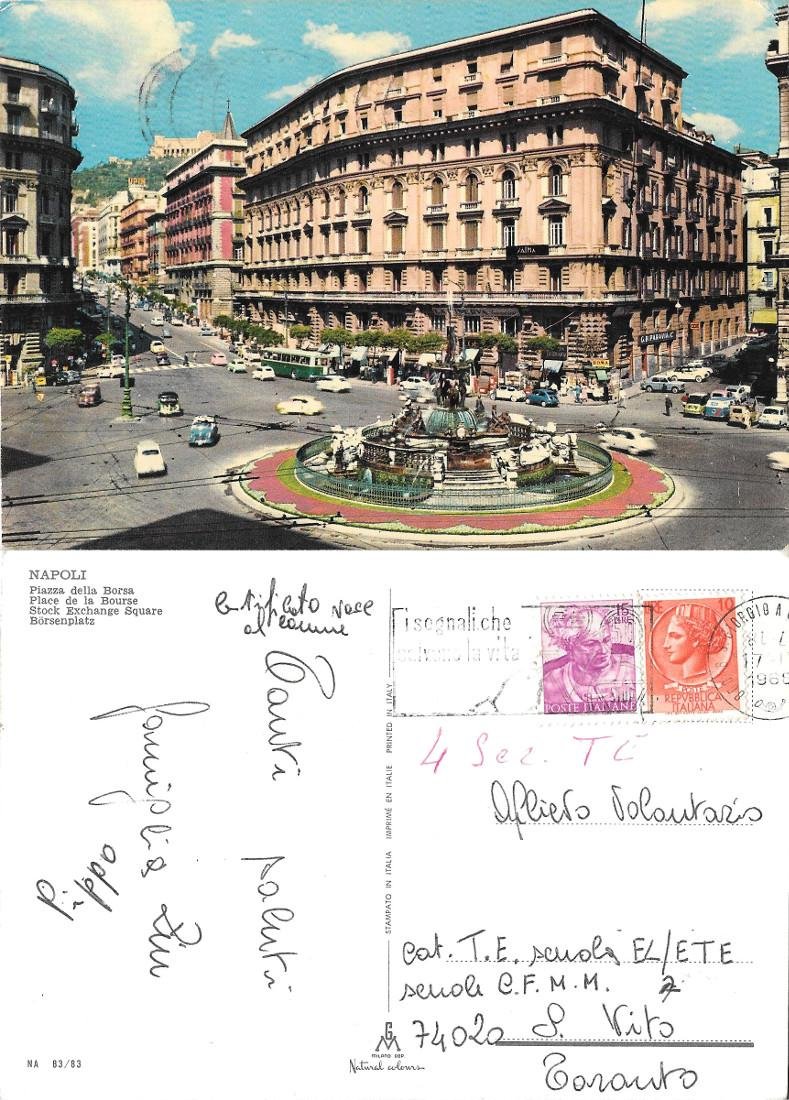 Napoli. Piazza della Borsa. Viaggiata