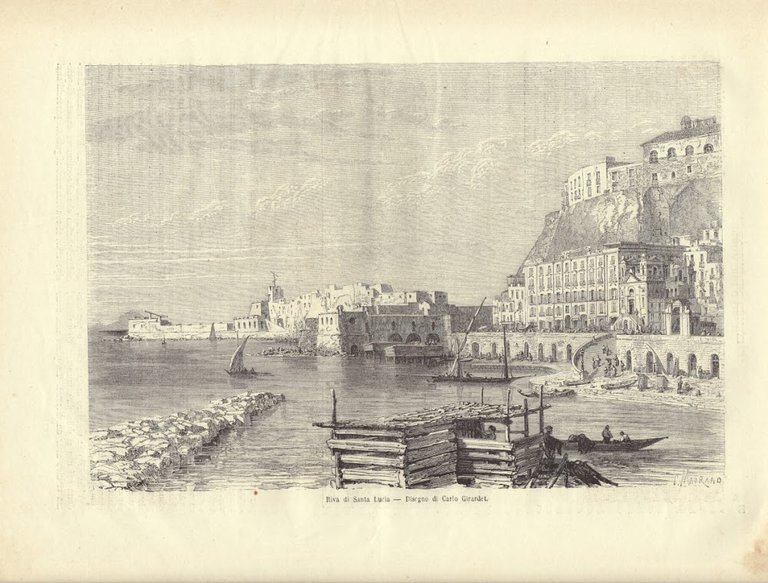 Napoli. Riva di Santa Lucia. Stampa 1863
