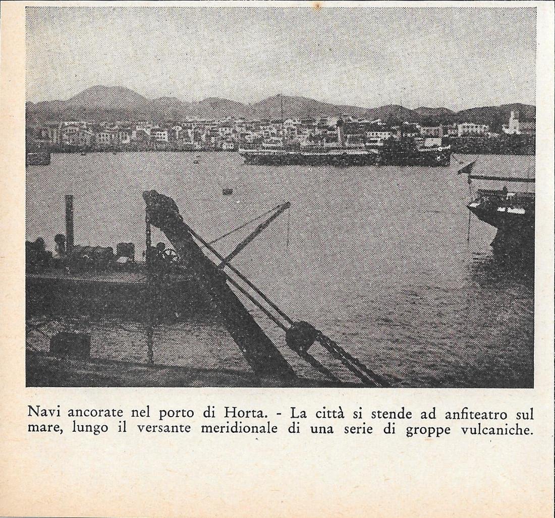 Navi nel Porto di Horta (Portogallo). Stampa 1934