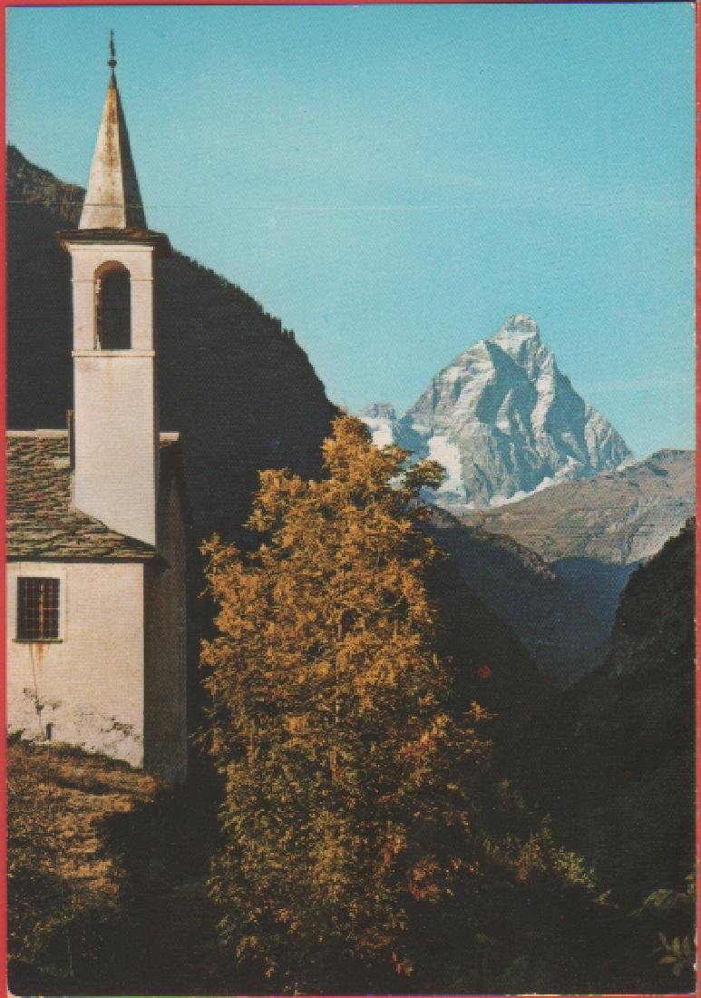 Navillod (AO). Chiesetta con lo sfondo del Cervino. Non viaggiata. …