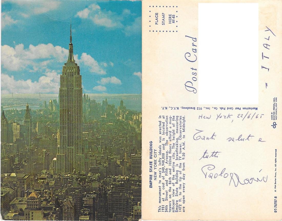 New York. Empire State Building. Viaggiata 1965