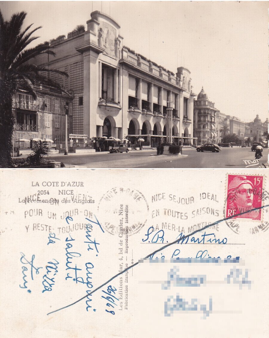 Nice. Promenade dea Anglais. Viaggiata 1948 | Immagine principale